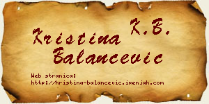 Kristina Balančević vizit kartica